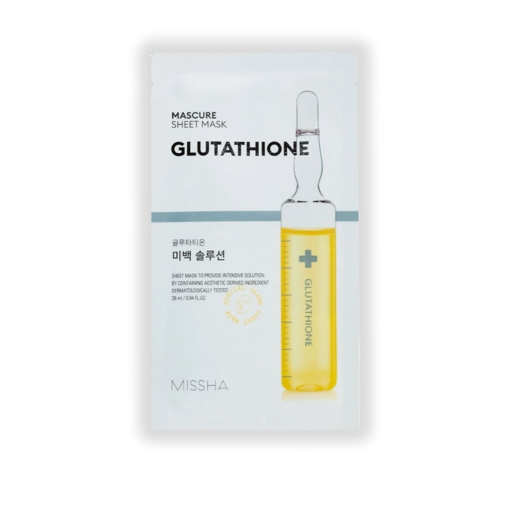 Missha Mascure Whitening Solution Sheet Mask Glutathione Υφασμάτινη μάσκα προσώπου με γλουταθειόνη