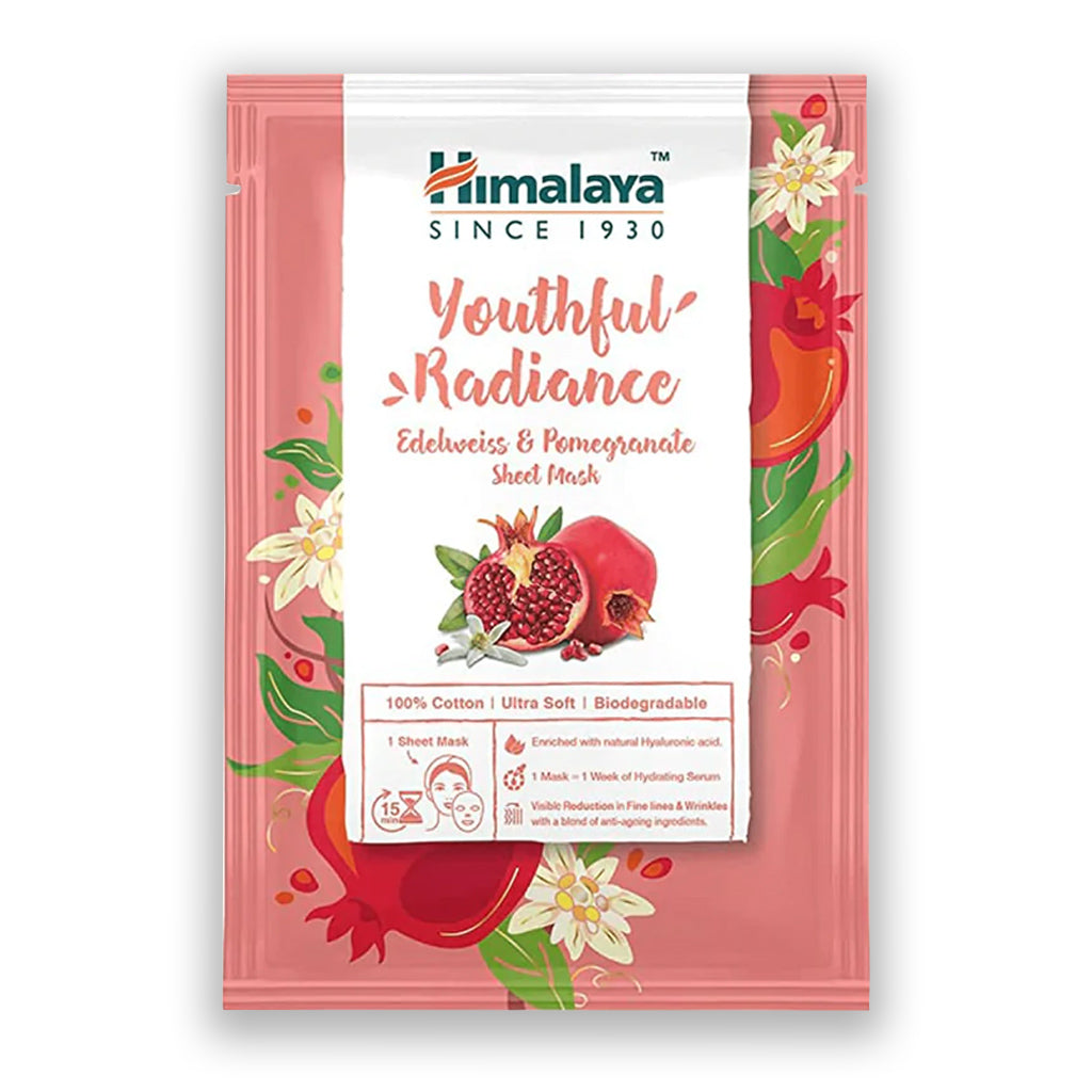 Himalaya Youthful Radiance Edelweiss & Pomegranate Sheet Mask. Μάσκα προσώπου