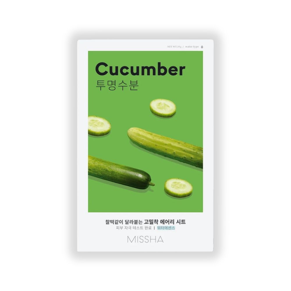 Missha Airy Fit Cucumber φύλλο μάσκας με ενυδατική και αναζωογονητική επίδραση για ξηρή επιδερμίδα