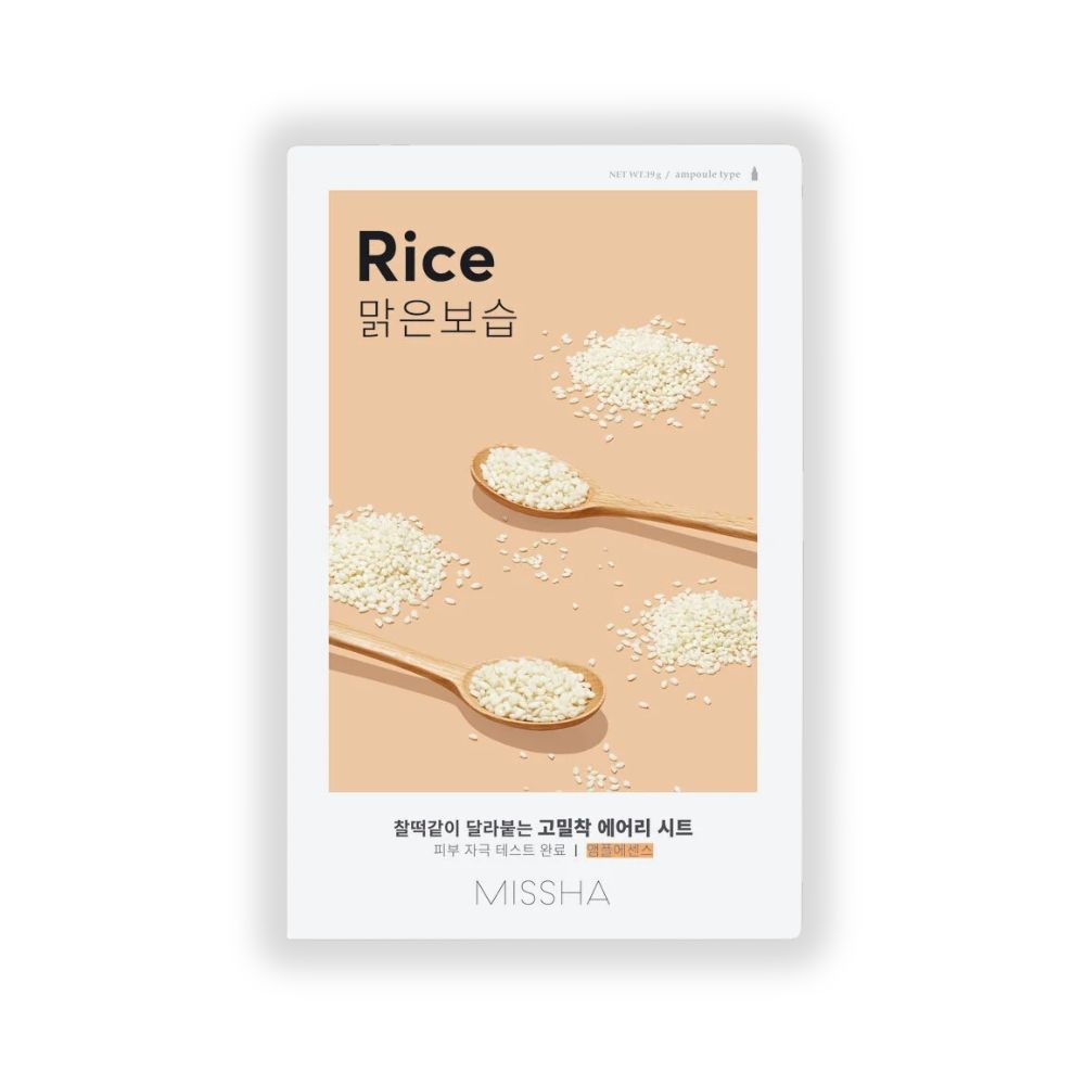 Missha Airy Fit Rice φύλλο μάσκας με καθαριστική και αναζωογονητική επίδραση