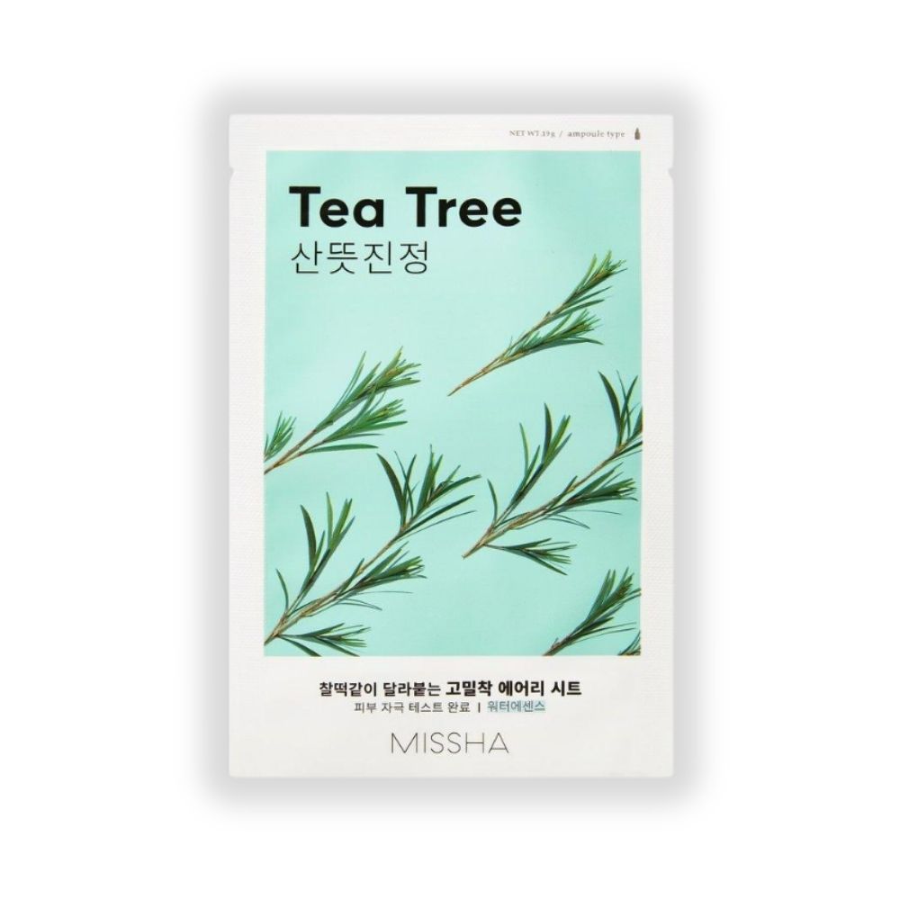 Missha Airy Fit Tea Tree φύλλο μάσκας με καθαριστική και αναζωογονητική επίδραση για ευαίσθητη επιδερμίδα