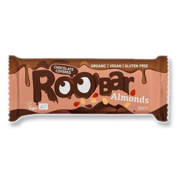 Roobar Chocolate Covered Almond Bar μπάρα αμυγδάλου, με επικάλυψη σοκολάτας 30g