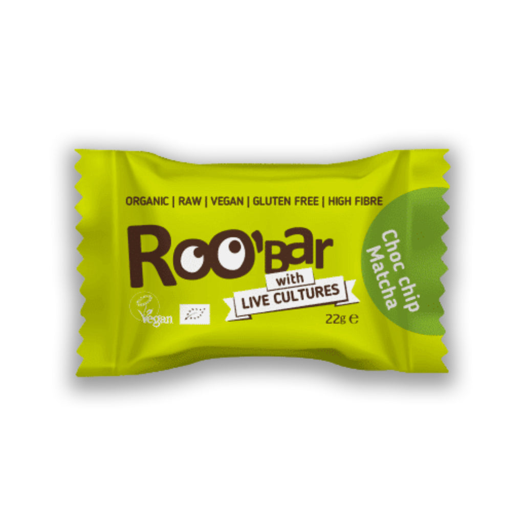 Roobar with Live Cultures Energy Ball Choc Chip Matcha Βιολογική μπάλα με μάτσα και σταγόνες σοκολάτας 22gr