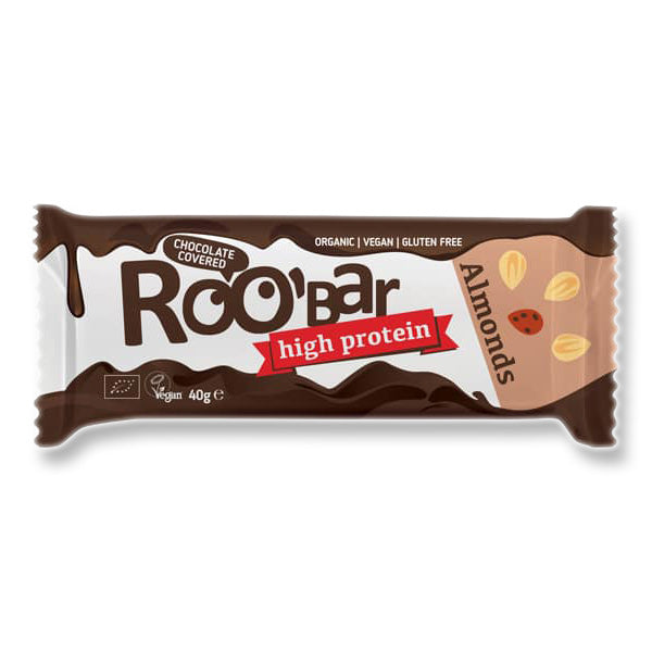 Roobar Protein Bar Almonds μπάρα πρωτείνης με αμύγδαλα και επικάλυψη σοκολάτας 40gr