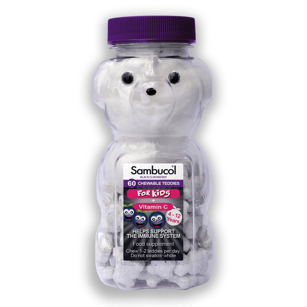Sambucol Black Elderberry Μασώμενα Αρκουδάκια για Παιδιά+ Βιταμίνη C  60τμχ