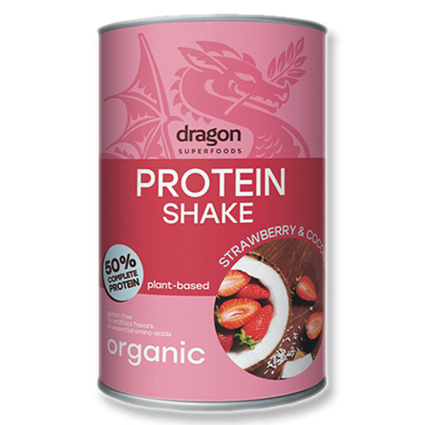 Dragon Strawberry&Coconut Protein Shake 50% BIO Ρόφημα Πρωτεΐνης με φράουλα και καρύδα με ερυθριτόλη 450gr