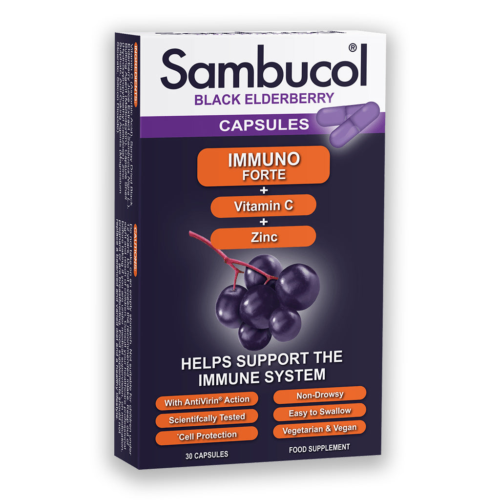 Sambucol Black Elderberry Immune Forte + Βιταμίνη C + Ψευδάργυρο 30 κάψουλες